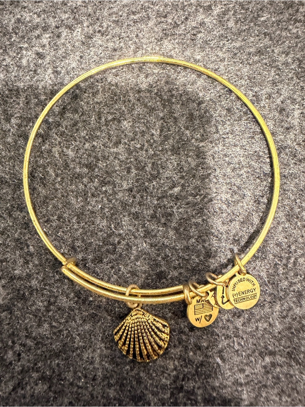 Alex and Ani Gold Shell Charm Bangle Bracelet